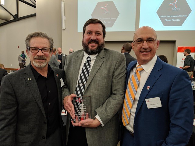 Photo Credit: (Left to Right) Dr. Michael Herman, Director of the School of Biological Sciences, Dr. Eric Weaver, and Dr. Kirk Dombrowski, Interim Director of the Nebraska Center for Virology