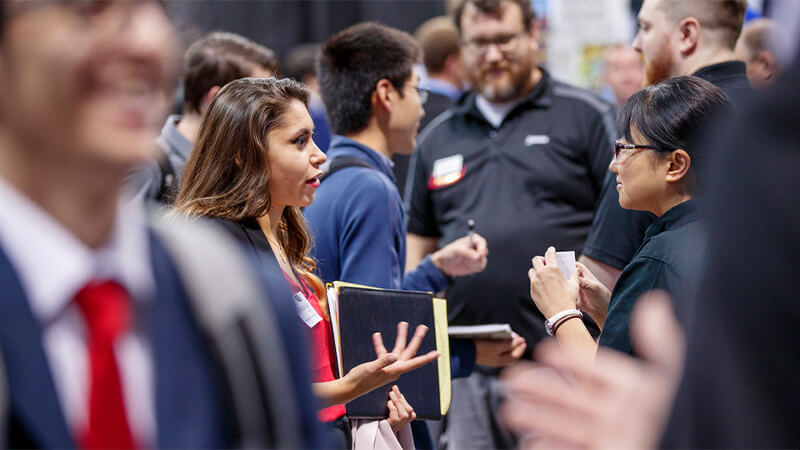 Students talk at Career Fair