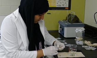 Student in lab